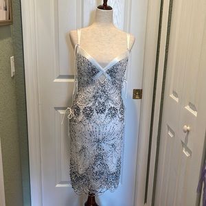 Badgley Mischka Beaded Black and White Evening Dress